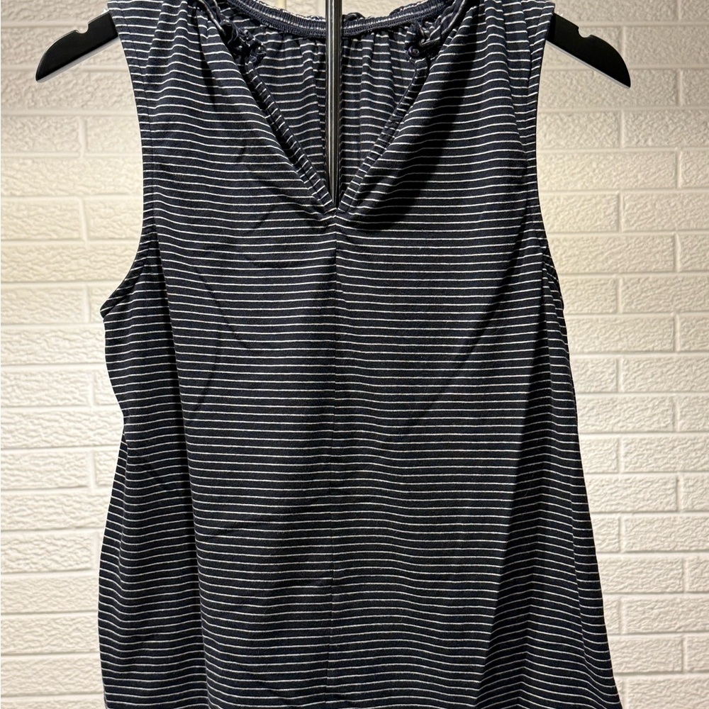 Black and Gray Striped Tank Top‎ V-Neck